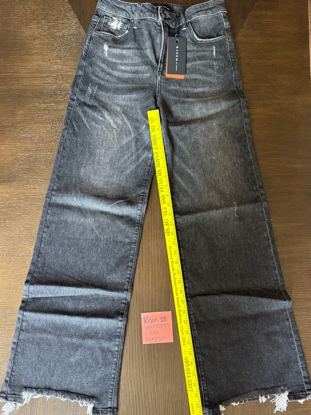 Risen Wide-Leg Flared Jeans in Washed Black